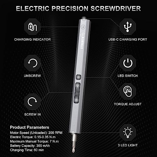 image for STREBITO Mini Electric Screwdriver, 144-Piece Electric Precision Screw