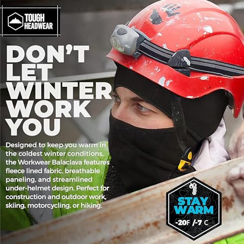 Tough Headwear Ski Mask for Women & Men - Balaclava Face Mask - Thermal Winter Shiesty Cover - Cold Weather Gear for Skiing Black