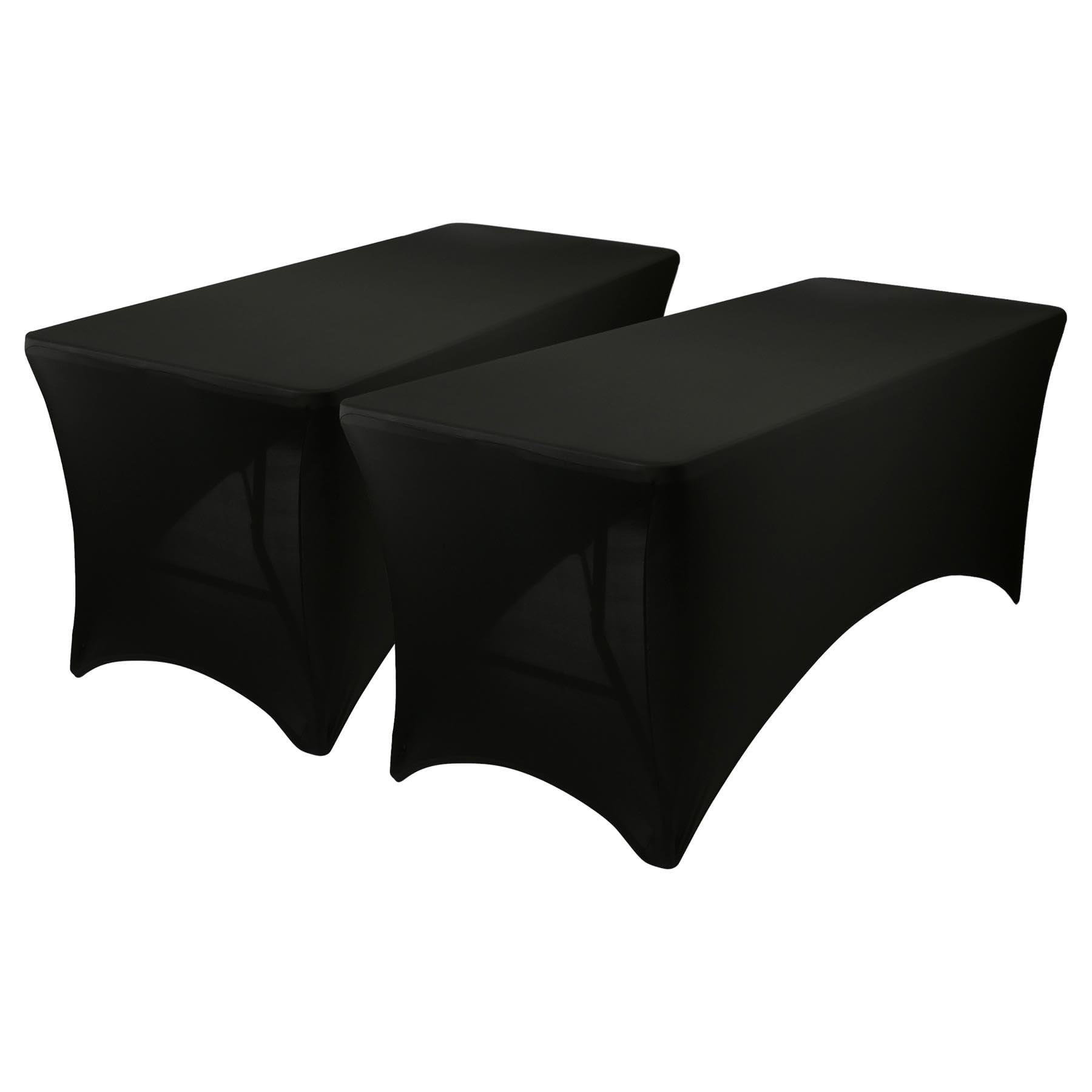 Harbour Housewares Rectangular Spandex Fitted Tablecloths - 6ft (180cm) - Black - 2x Elasticated Stretchy Outdoor Garden Folding Display Party Dining Trestle Table Cloth Cover with Stretch