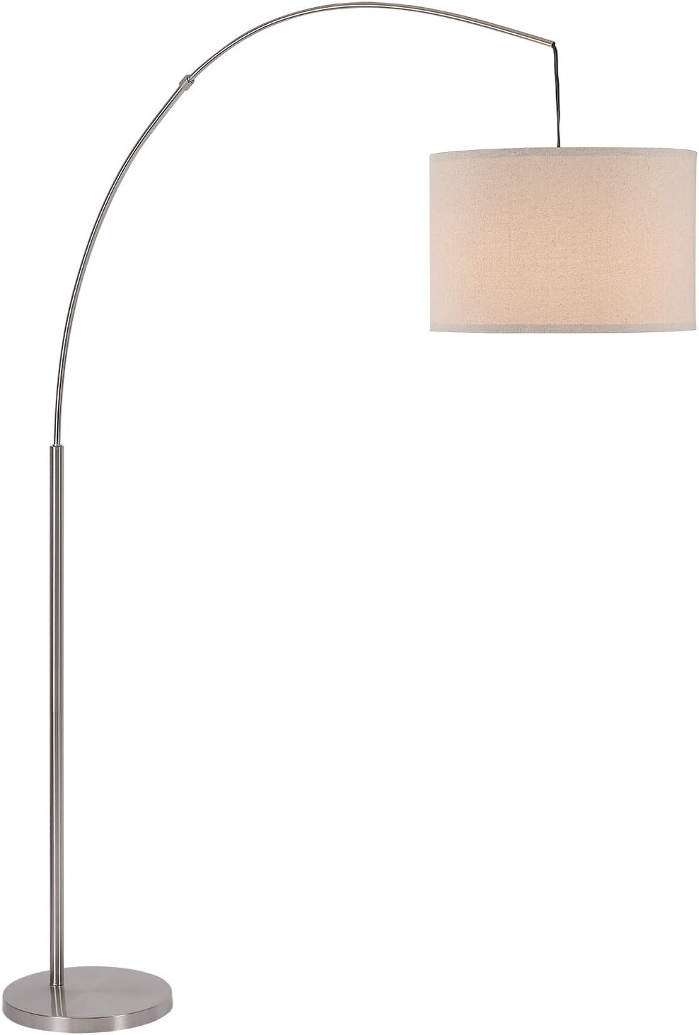 Limited Discount WINGBO Contemporary Arc Floor Lamp with Fabric Shade & LED Bulb, Modern Floor Lamp Reading Light, Over The Couch Standing Light On Arching Pole for Living Room Family Room Office Reading Nook