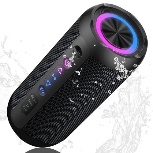 Wireless Portable Speaker, IPX7 Waterproof Bluetooth Speaker, 30W Loud Stereo Sound, 30H Playtime, 3 Colorful RGB Lights, 3 EQ Mode, TWS Pairing, Bluetooth 5.3 for Outdoor/Home/Party, Gift Ideas