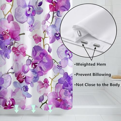 Rideau douche imperméable violet 180x220cm lavable en machine - 6
