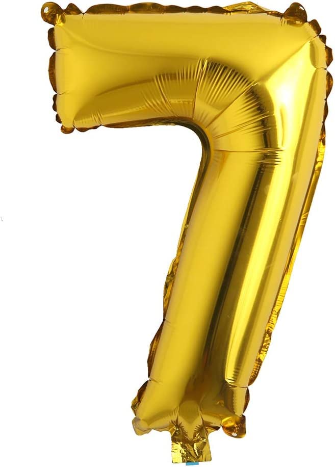 Image of AMFIN 17 inch 7 Number Foil Balloon, Birthday Decoration Items [Helium Supported] - Gold