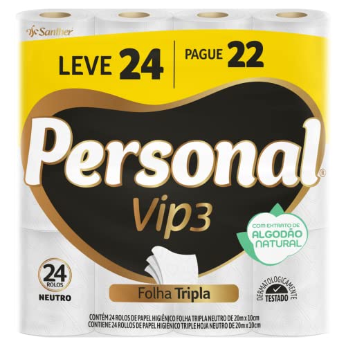 Personal Papel Higiênico Vip Folha Tripla, 24 Rolos De 20M