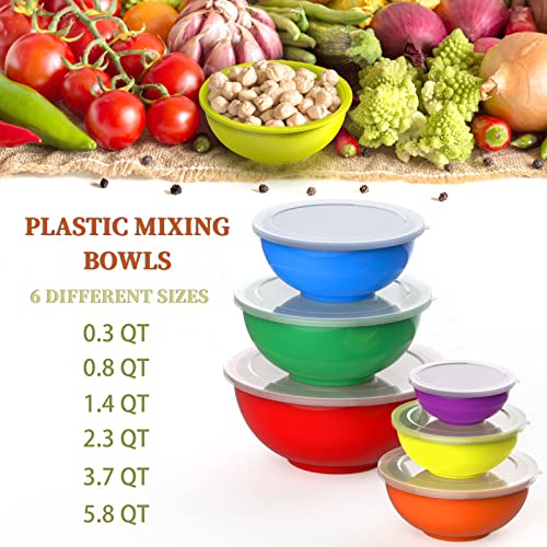 Umite Chef Mixing Bowls With Airtight Lids, 18 Piece Plastic Nesting Serving Bowls With Lids, Includes Salad Spoon & Measuring Cups, Mixing Bowl Set For Mixing, Baking, Serving #TOP5