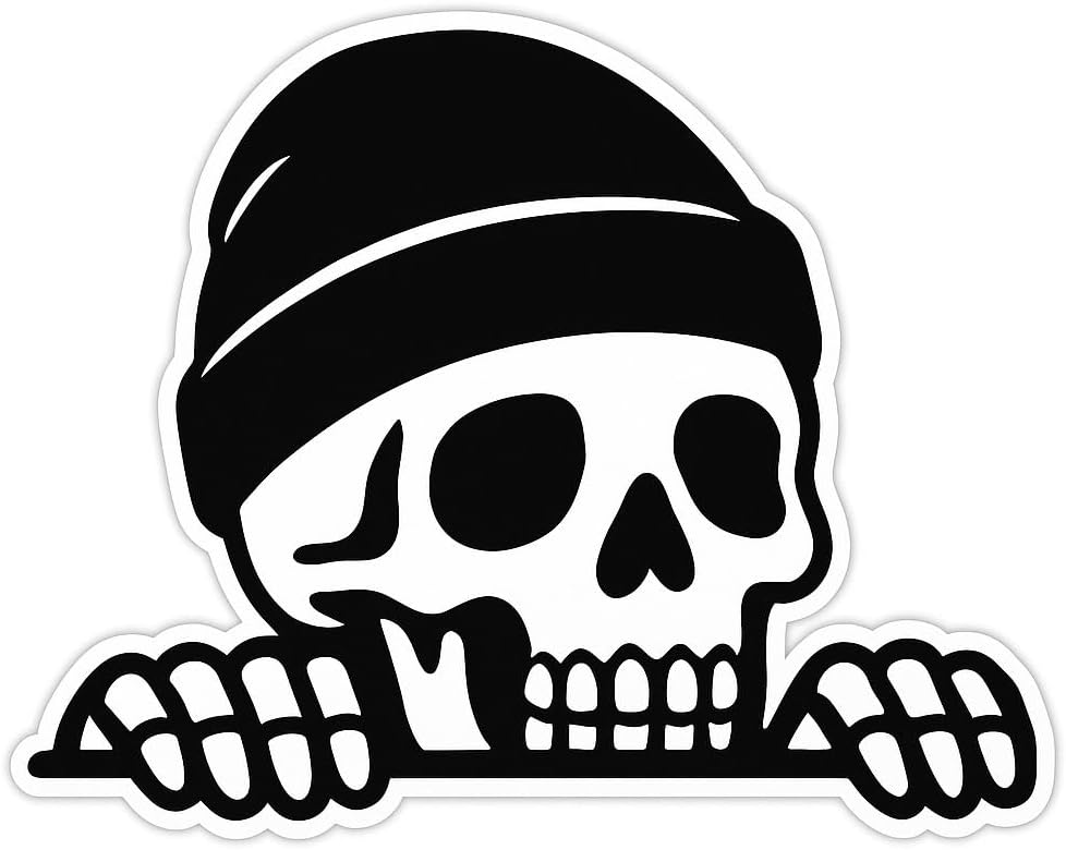 STICKY DUDE - Peeking Skull Skeleton, Cool Car Window Stickers, 5 inches - Sticker Laptop Wall Bumper Decal (1)