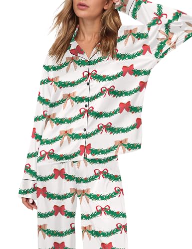 Image of SHESHOW Satin Pajamas for Women Set Long Sleeve Button Down Sleepwear 2 Piece Nightwear Women Pjs Sets Size XS-XXL