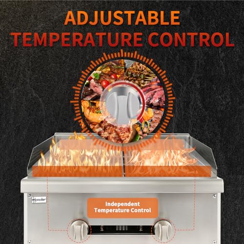 Hipopller 24'' Commercial Natural Gas Lava Rock Charbroilers/Propane Gas Stainless Steel Radiant Broiler 2 Burners 56,000 Btu,Restaurant Equipment Bbq Outdoor Countertop Grill thumb #3