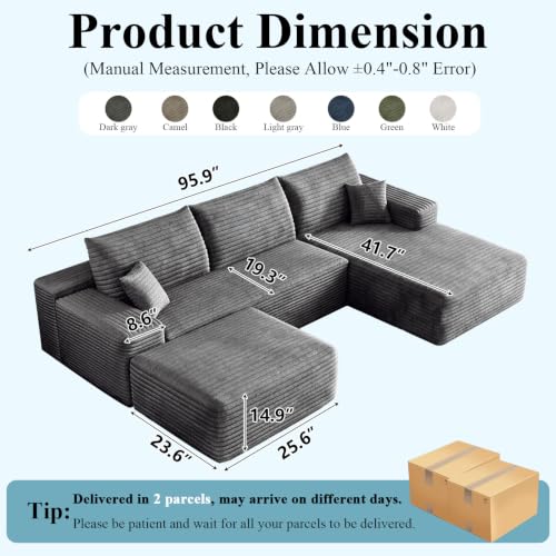 Image of Boneless Cloud Sectional Couch Modular Sofa with Ottoman for Living Room
