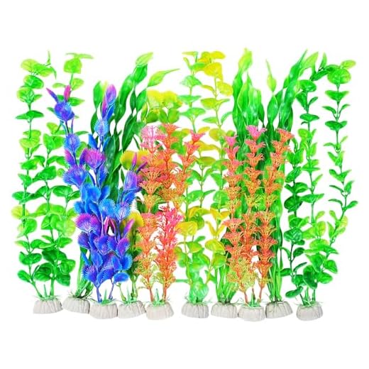 AQUANEAT Artificial Fish Tank Plants, Plastic Aquarium Accessories, Multi Color Fake Decorations, 10packs