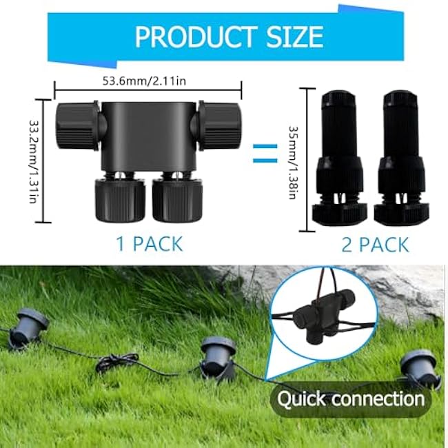 NETEHA 12 Pack Low Voltage Wire Connectors, 12-20 Gauge Landscape Light Cable Connector for Landscape Lighting, Garden Pathway Lights, Outdoor LED Lights