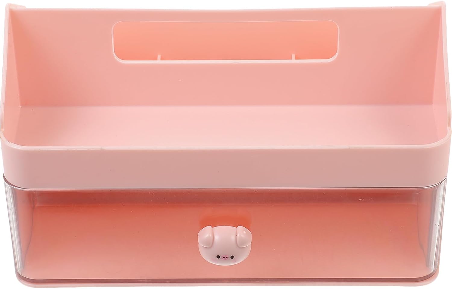 SEWACC Desktop Organizer Box PP Storage Container Large Capacity Pink with Makeup Storage Holder and Office Sundries Organizer, Decorative and Chic Design for Office and Home