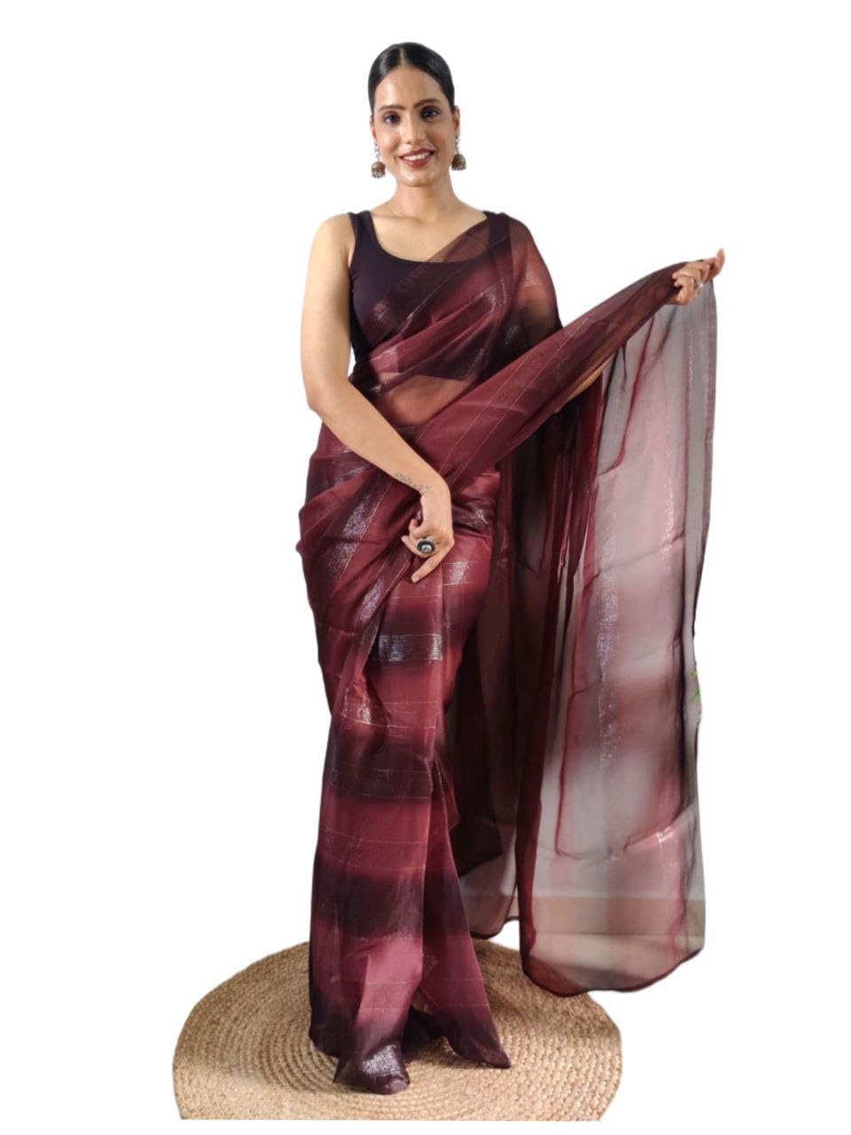 Khunshi creation "Ready To Wear 1 Minit Saree Pure Soft Organza With Tara Sitara Belt Unstitched Blouse Piece