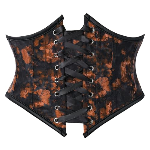Image of Scarlet Darkness Corset Belt for Women Floral Lace Up Boned Underbust Corset Waist Belts
