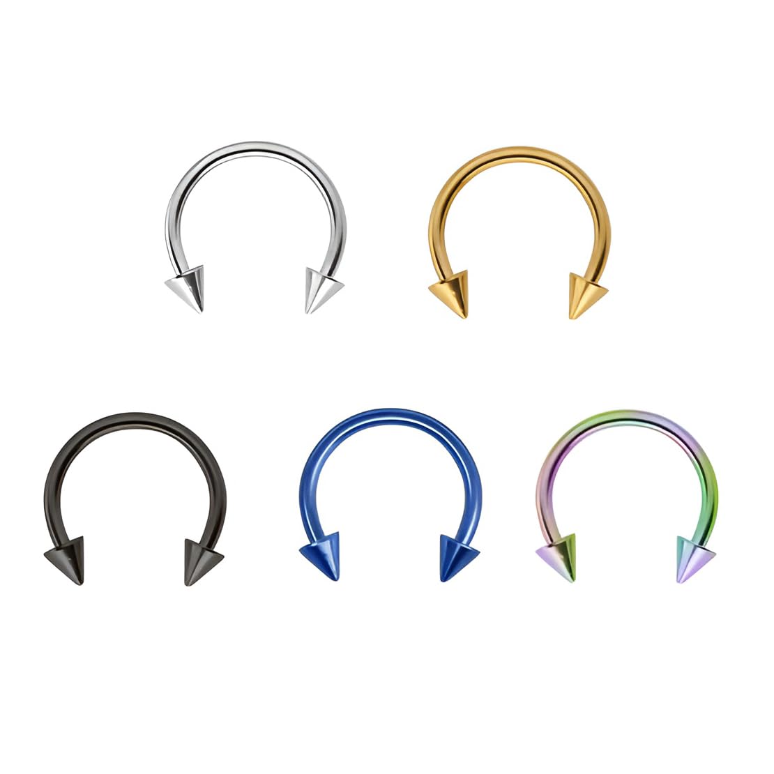 Decentraland5 Colour 5PCS 16G 1.2mm Cone Titanium Steel Surgical Steel Septum Piercing Stainless Steel Septum Horseshoe Septum Nose Rings C-shaped Nose Lip Piercing Nail Piercing Septum Jewelry 6mm