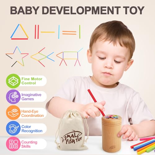Image of Montessori Toys for 1 2 3 Year Old:Solid Wood Fine Motor Object Permanence Box for Baby, Preschool Learning Fidget Sensory Toys for Toddlers 1-3 , Color Sorting Cause and Effect 12 Month Toys Gift