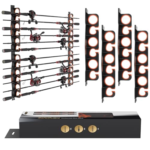 KastKing SafeGuard Fishing Rod Holder for Garage Wall or Ceiling Mounted Fishing Rod Rack Storage Organizer Fishing Pole Holder Holds 12 Rods or Combos in Less Than 36 Inches