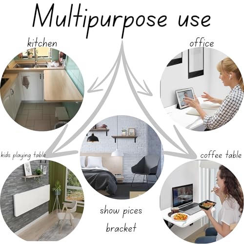 Image of VMD, Heavy Duty 12 inch (White) Foldable Shelf Bracket, DIY Folding Shelves, l Bracket, Wall Brackets, Wall Angle Bracket, Folding Table Bracket with Fittings for fold Down Steel Table (Pack of 2)