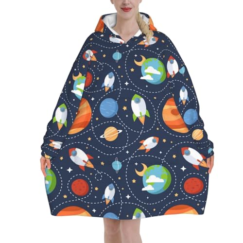 Plaid à capuche espace adulte pour soirées cocooning