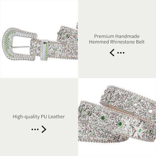 Shinning Rhinestone Star Belt for Men Women Western Hip Hop Punk Y2k Style Unisex Leather Belt for Cowgirl Cowboy3