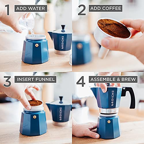 GROSCHE-Milano-Stovetop-Espresso-Maker-Moka-pot-6-espresso-Cup-93-oz-Blue-and-3-Replacement-Seals-Gaskets-Bundle-Stove-top-coffee-maker-Moka-Italian-espresso-coffee-maker-and-replacement-gaskets GROSCHE Milano Stovetop Espresso Maker Moka pot 6 espresso Cup 93 oz Blue and 3 Replacement Seals Gaskets Bundle Stove top coffee maker Moka Italian espresso coffee maker and replacement gaskets