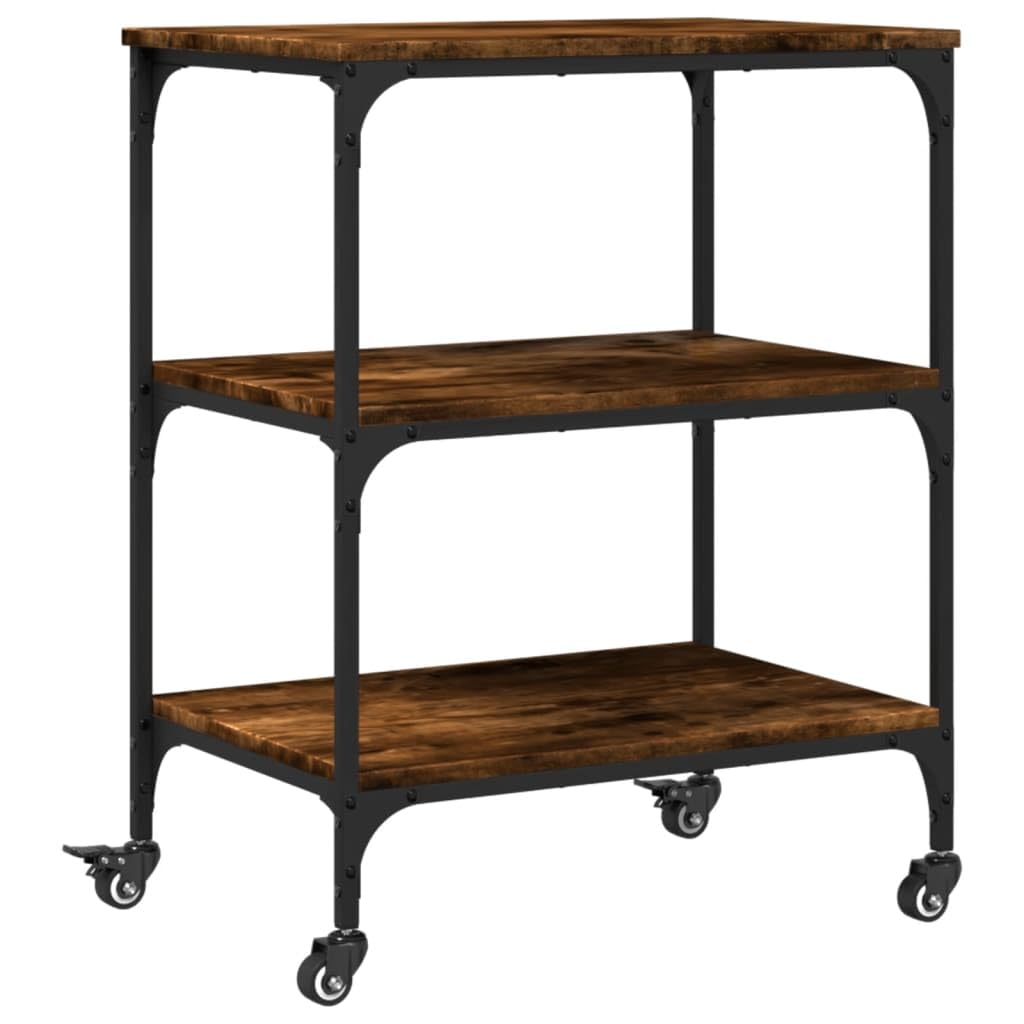 vidaXL Kitchen Trolley Smoked Oak 60 x 41 x 76 cm in Multilayer Wood