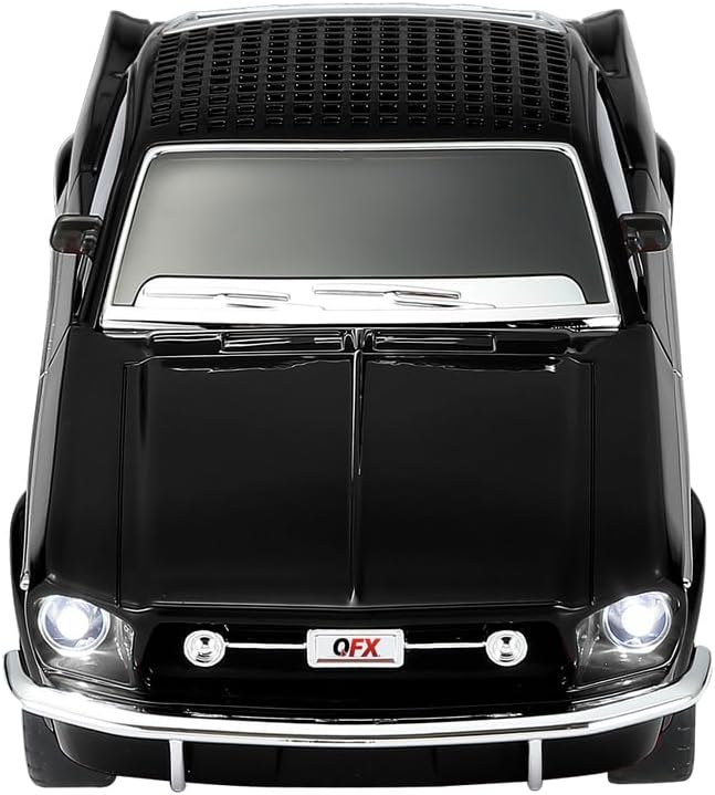 Miniatura 2 de QFX BT-1965 Retro Muscle Car Replica Altavoz Bluetooth de 2 "con radiador de graves y luces LED de fiesta, negro