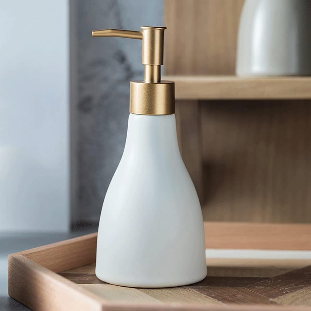 Dispenser di sapone alla moda Dispenser di sapone Bottiglia Cono Dispenser per lozione in ceramica Elegante Dispenser di sapone per doccia Ricaricabile 280 ml/9 oz Bottiglia di pompa per