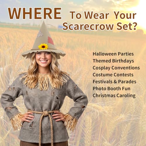 SWIMMORY Scarecrow Costume Women Men Adult，Accessories Set for Halloween - image 4