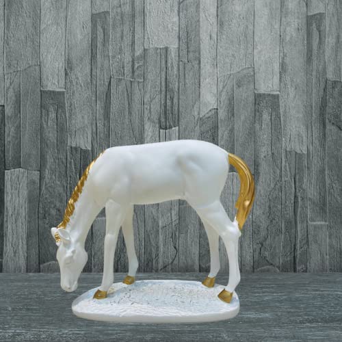 Image of AUGEN Polyresin White Horse Idol Statue Showpiece for Home Decor Decoration and Gifting (1 Piece, 8104A)