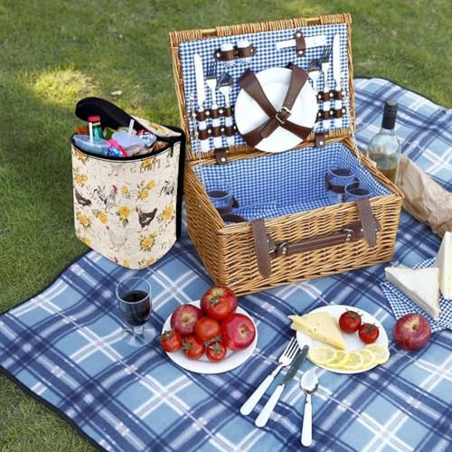 Image of Talayituse Rooster Chicken Print Car Trash Can, Rose Letter Portable Auto Garbage Bin Valentine's Day Decor Multifunctional Vehicle Interior Accessories with Adjustable Straps Universal Fit SUV Sedan