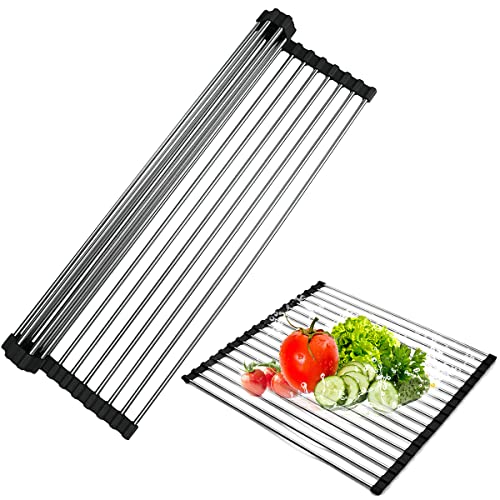 Darryy Egouttoir Vaisselle Silicone Pliable, 43X30cm Egouttoir Vaisselle Pliable, Egouttoir Télescopique à Enrouler, Egouttoir Pliable Silicone, Pliable, Facile à Nettoyer et à Ranger Cover