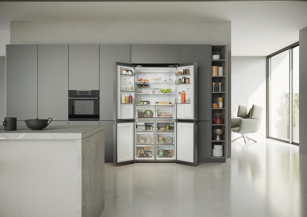 Haier Cube 90 Series 5 SH5CREH209MP - Frigorífico Americano 525L, 4 Puertas, Dispensador agua, Antibacterias, Motor Inverter, My Zone, Total No Frost, Ancho 90,8 cm, Alto 190 cm, Luz LED, Inox