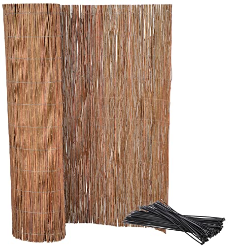 KOTARBAU® Tapis de protection en osier pour balcon, terrasse, jardin - Pare-vue stable - Fil galvanisé naturel pour une grande stabilité - Avec serre-câbles (100 x 500 cm)