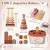 Almaxi Juguetes Bebes 6-12 Meses | 5 en 1 Juguetes Montessori Sensorial con Juguetes de Madera para Apilar y Clasificar,Juguete Educativo Bebé 6 9 12 Meses | Regalo 6 a 12 Meses Cumpleaños/Navidad #3