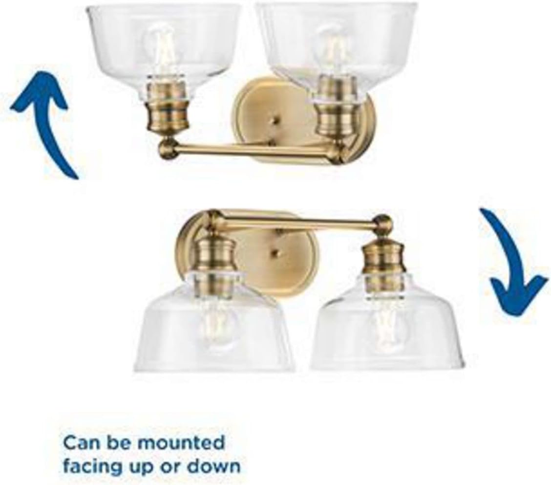 Progress Lighting P300396-163 Singleton Collection 2-Light Vanity Light Vintage Brass
