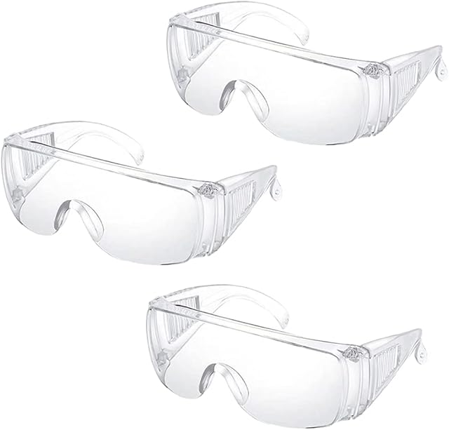 Swetup 3 Pack Safety Over-Glasses, Protective Glasses Anti Fog Lab Goggles Over Glasses Protective Goggles for Glasses Wearers Clear Safety Goggles for Construction Laboratory Outdoor Eye Protection