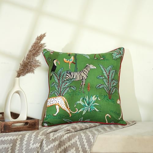 Image of Cotton Decorative Cushion Pillow Covers 16x16 inch Pack of 5 Forest Theme Throw Pillow Covers 16 /16 Set of 5 for Bedroom Decor