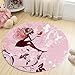Produktbild WQ-BBB Rugs Moderner runder Teppich - 3D-Druck Cartoon Cute Anti-Rutsch-Matte 4 Größen Schmetterling Prinzessin Pink White-200cm_Pink Rug,Home Teppich,Teppich Wohnzimmer,Teppichs Schlafzimme