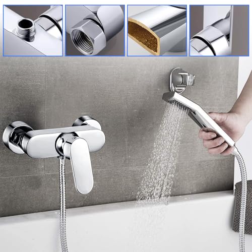 Mitigeur douche monocommande robinet mural chromé avec bec standard G ½ - 7