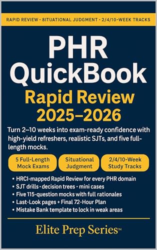 PHR QuickBook: Rapid Review 2025–2026: Last‑minute refreshers, situational questions & five full‑length mocks aligned to the HRCI PHR outline (English Edition)