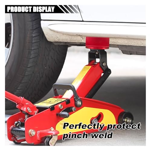 Image of 2PCS Universal Magnetic Jack Pad, 0.37 inch Slotted Aluminum Grooved Pad | Jack Puck Pinch, Pinch Weld Frame Rail Adapter with Large Slotted for Most Cars SUVs Trucks, Red