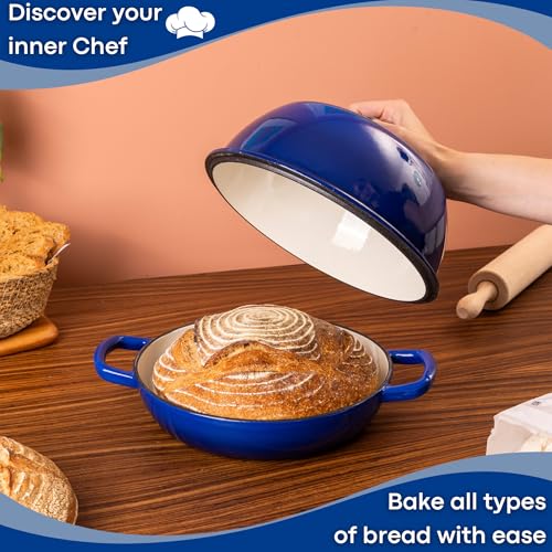 Enamelled Cast Iron Dutch Oven Pot – Dutch Oven For Sourdough Bread Baking – Cast Iron Bread Pot – Dark Blue, 6 Quarts, 26cm – by Nuovva - Image 5