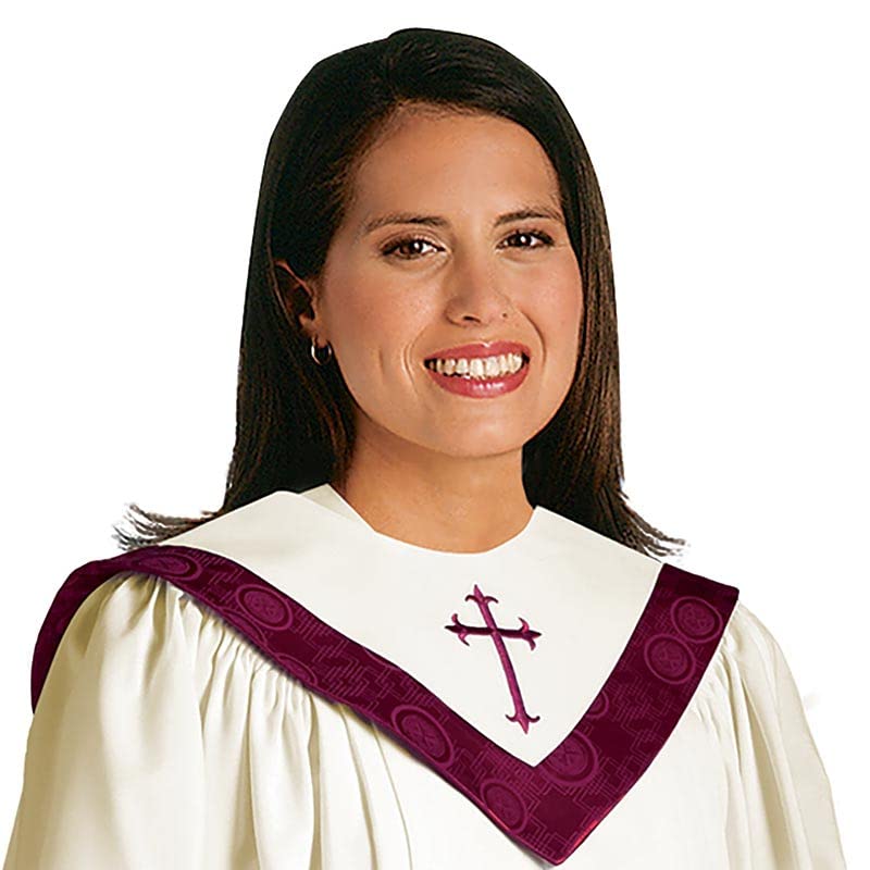 Murphy Robes womens Choir Stoles - Reversible With Deep Pennant Style Back and Embroidered Latin Cross