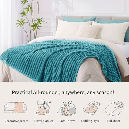 RUIKASI Kuscheldecke Flauschig Decke Türkis - 130x150cm Fleecedecke Sofadecke Couchdecke für Wohnzimmer Deko Tagesdecke Blanket… – Ansicht 6