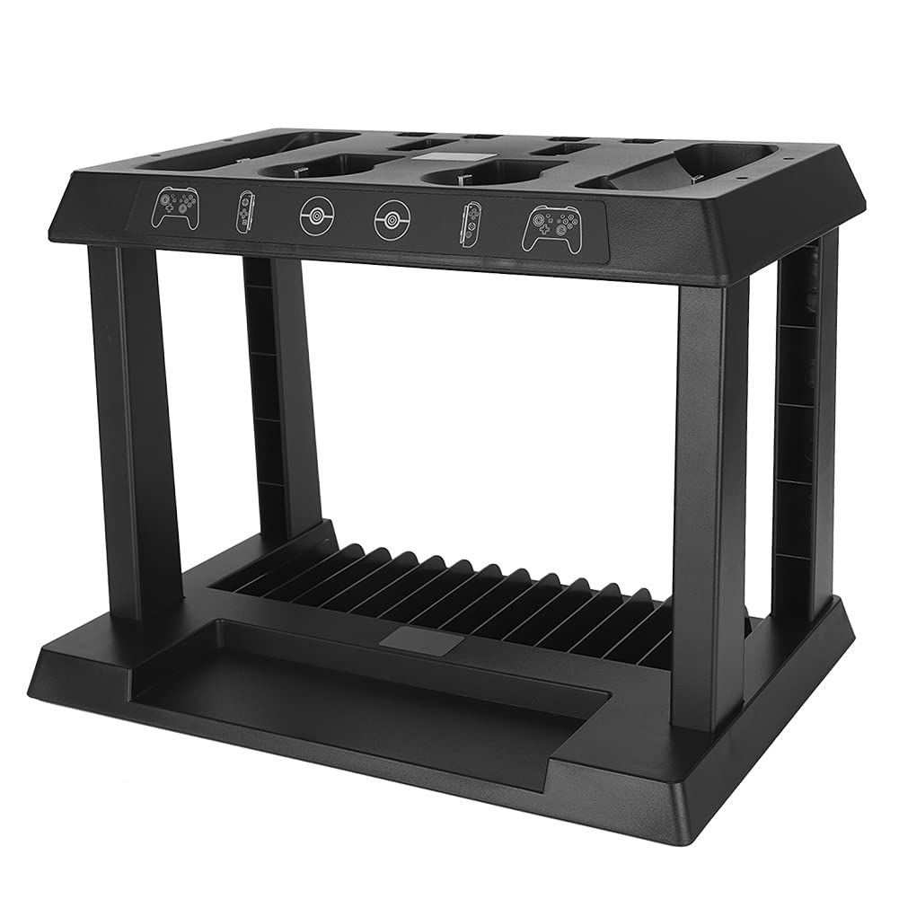 Wakects Base di Ricarica per Gamepad, Supporto per Carte da Gioco Multifunzione in ABS, Ingresso 5 V 3 A con Indicatore Luminoso, Carica Controller e Memorizza Schede Console per Utenti