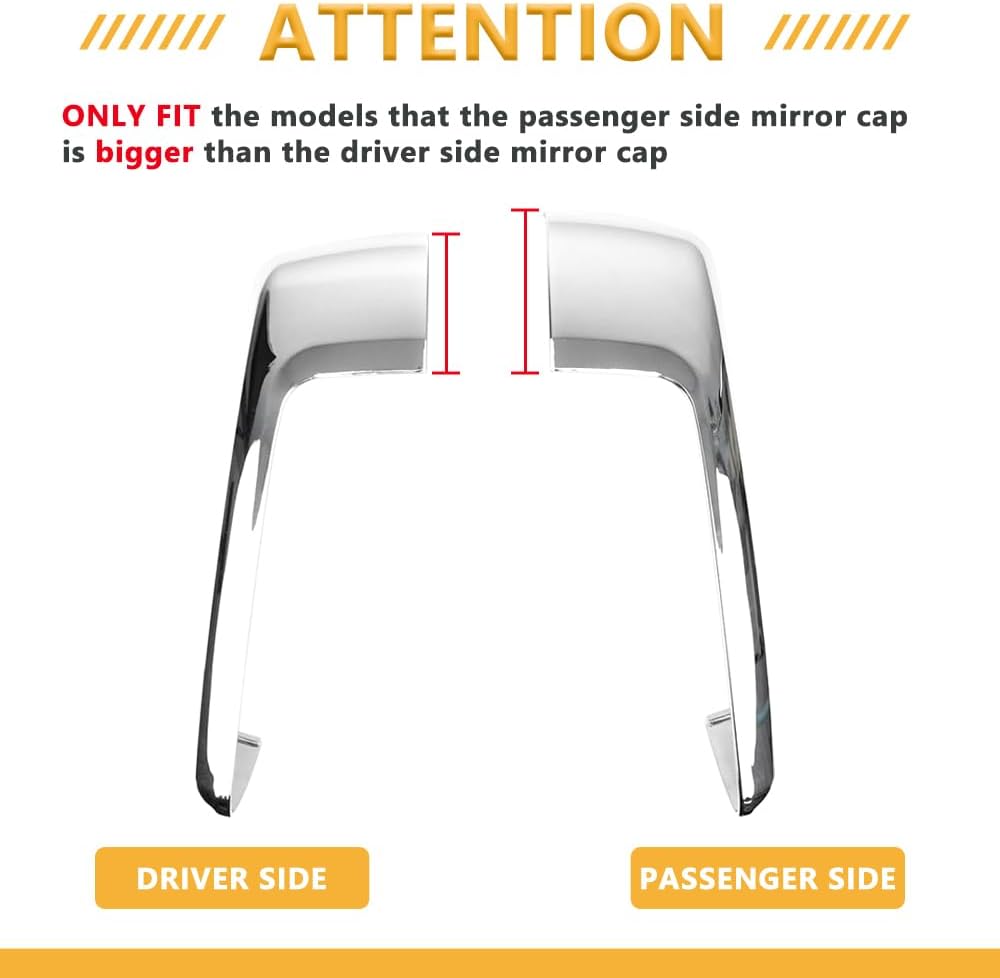 Mirror Caps Fitment for 2019-2025 Chevy Silverado 1500/GMC Sierra 1500 2PCS-Set (Chrome, Silverado/Sierra 19-24)