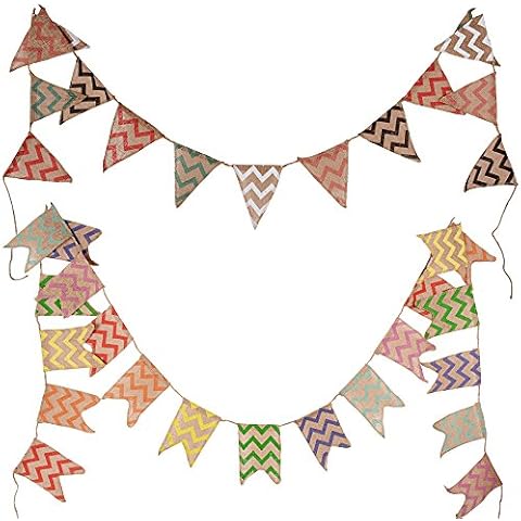 BUONDAC 2 stück 2 Motiv Banner Leinen Wimpel Girlande Taufe Wimpelgirlande Wimpelkette Banner Party Geburtstag Hochzeit Cover
