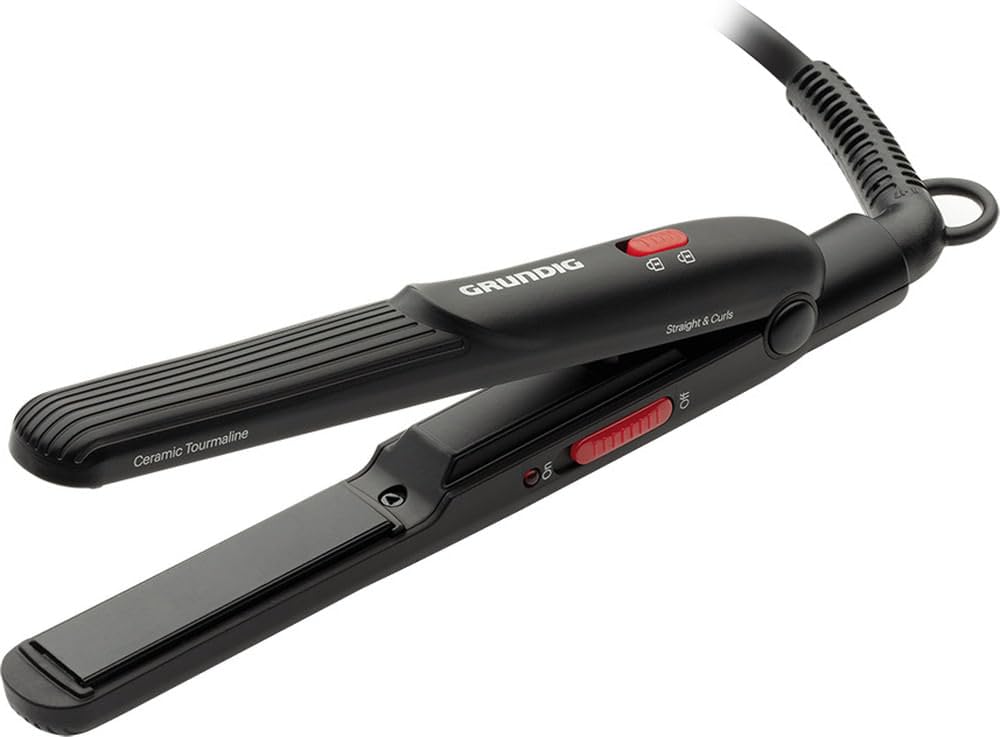 GRUNDIG - HS 2030 Mini Haarglätter - Turmalin-Keramik-Beschichtung - Konstante 200°C - Ideal für Reise, Pony & Kurzes Haar - Inkl. Hitzeschutztasche - Schwarz