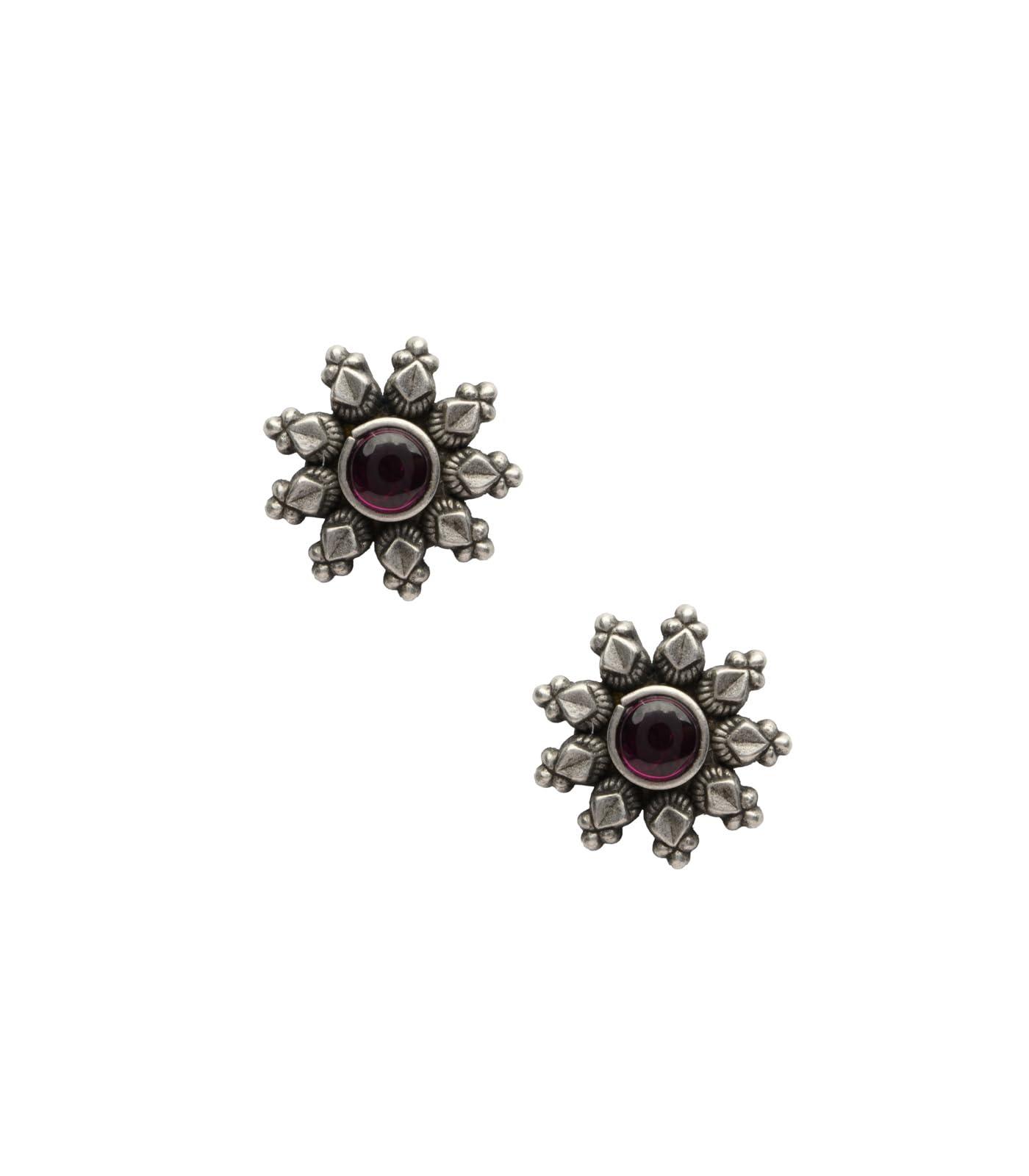 | 925 Sterling Silver | Violet Stone Antique Oxidised Stud Earrings | Valentines Day Gift for Her | Gifts for Girlfriend, Women & Girls | With Certificate of Authenticity & Hallmark-image-41